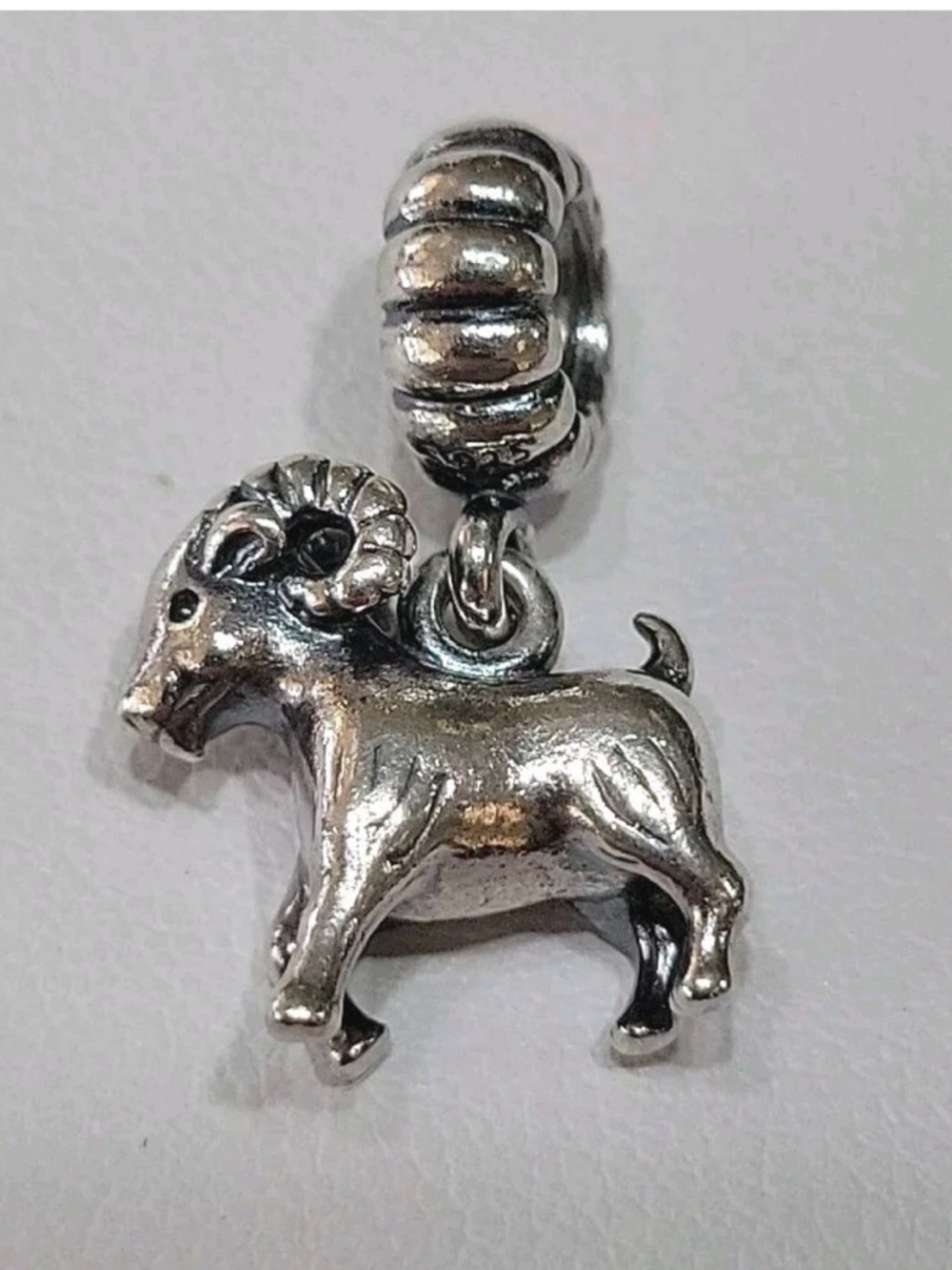 Pandora Silver Ram Zodiac Charm in Silver Tone